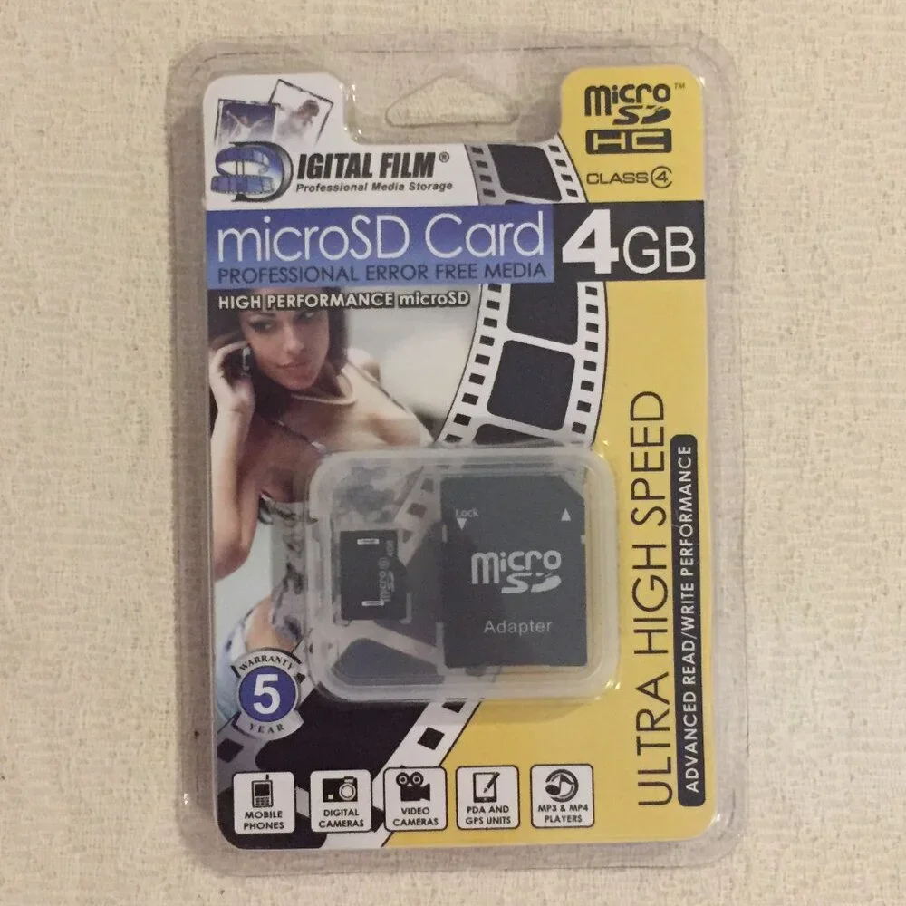 8 x Digital Film 37004 MicroSD Memory Card with SD adapter 4GB ULTRA HIGH SPEED